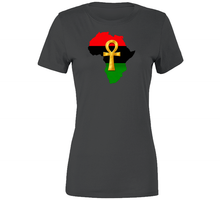 Load image into Gallery viewer, Pan-african Golden Ankh Ladies T Shirt