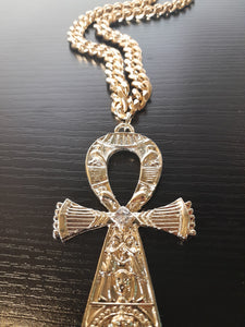 IMMACULATE GOLD ANKH WITH CHUNKY CUBAN LINK CHAIN (GOLD PLATED)