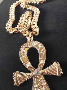 IMMACULATE GOLD ANKH WITH CHUNKY CUBAN LINK CHAIN (GOLD PLATED)