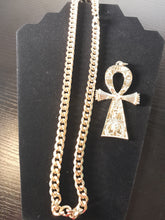 Load image into Gallery viewer, IMMACULATE GOLD ANKH WITH CHUNKY CUBAN LINK CHAIN (GOLD PLATED)