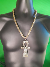 Load image into Gallery viewer, GOLD ANKH MEDALLION WITH THICK GOLD PLATED ROPE CHAIN
