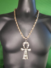Load image into Gallery viewer, GOLD ANKH MEDALLION WITH THICK GOLD PLATED ROPE CHAIN
