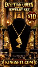Load image into Gallery viewer, Golden Egyptian Queen Jewelry Set – Necklace &amp; Matching Earrings