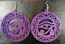 Load image into Gallery viewer, ROYAL PURPLE ANCIENT EGYPTIAN ALL SEEING EYE EARRINGS
