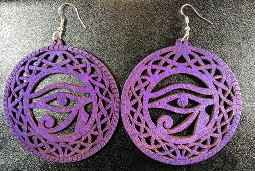 ROYAL PURPLE ANCIENT EGYPTIAN ALL SEEING EYE EARRINGS