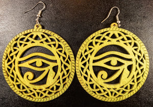 LIME GREEN ANCIENT EGYPTIAN ALL SEEING EYE EARRINGS