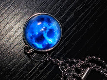 Load image into Gallery viewer, BLUE MOON DOUBLE SIDED GLASS BALL  PENDANT NECKLACE