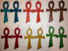 Load image into Gallery viewer, ANKH WOODEN EARRINGS