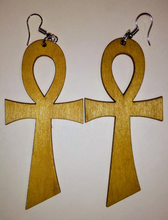 Load image into Gallery viewer, ANKH WOODEN EARRINGS