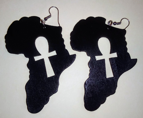 ETERNAL LIFE(ANKH) OF AFRAKA WOODEN EARRINGS