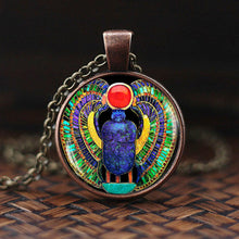 Load image into Gallery viewer, Egyptian Khepera(Scarab Beetle)Glass Dome Pendant Necklace