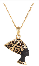 Load image into Gallery viewer, NEFERTITI BLACK MEDALLION &amp; NECKLACE
