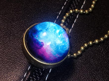 Load image into Gallery viewer, PURPLE BLUE GALAXY PLANET-Double Sided Glass Ball Pendant Necklace
